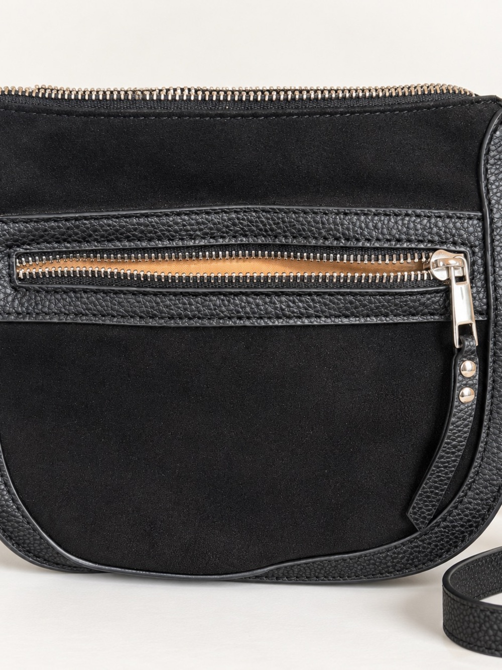 Kelly & Katie Black Crossbody Bag Suede Pebbled Adjustable Strap